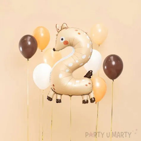 balon foliowy cyfra 2 sarenka bezowy partydeco 40 dgt