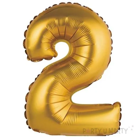 balon foliowy cyfra 2 satynowa zloty godan 14 dgt