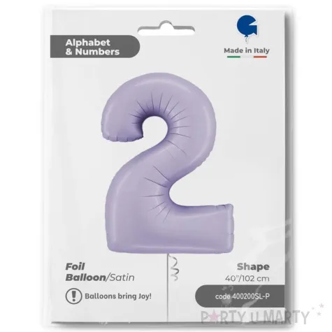 balon foliowy cyfra 2 satynowy liliowy grabo 40 dgt