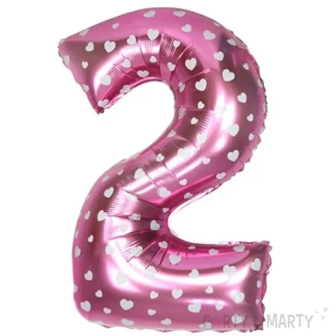 balon foliowy cyfra 2 serduszka oem 16 dgt