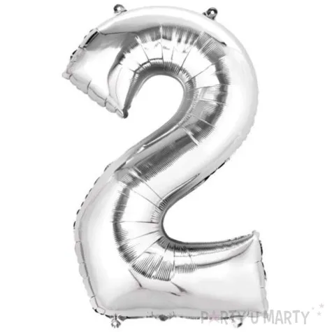 balon foliowy cyfra 2 srebrny amscan 14 dgt