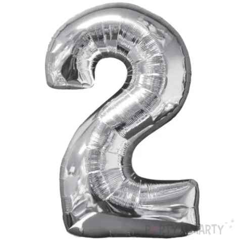 balon foliowy cyfra 2 srebrny amscan 26 dgt