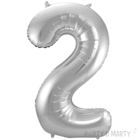 balon foliowy cyfra 2 srebrny folat 34 dgt