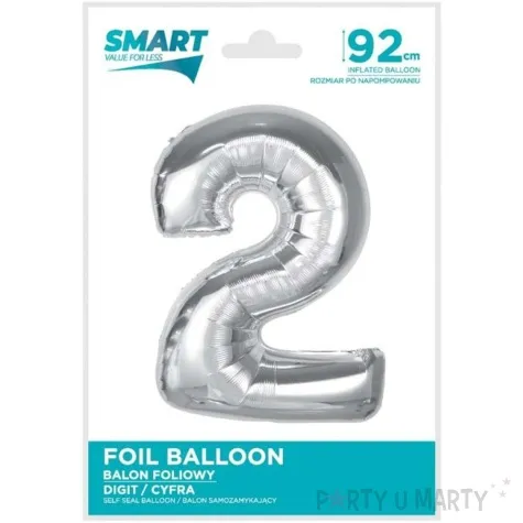 balon foliowy cyfra 2 srebrny godan 36 dgt