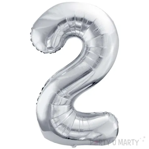 balon foliowy cyfra 2 srebrny partydeco 34 dgt