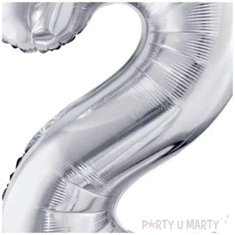 balon foliowy cyfra 2 srebrny partydeco 34 dgt