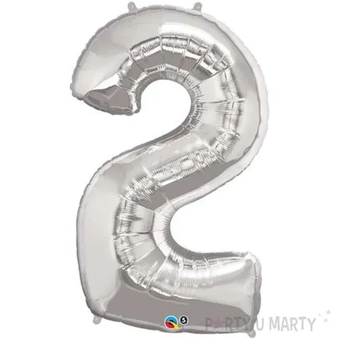 balon foliowy cyfra 2 srebrny qualatex 43 dgt
