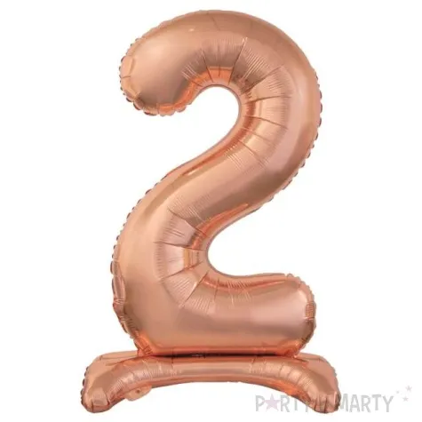 balon foliowy cyfra 2 stojaca rozowe zloto godan 29 dgt