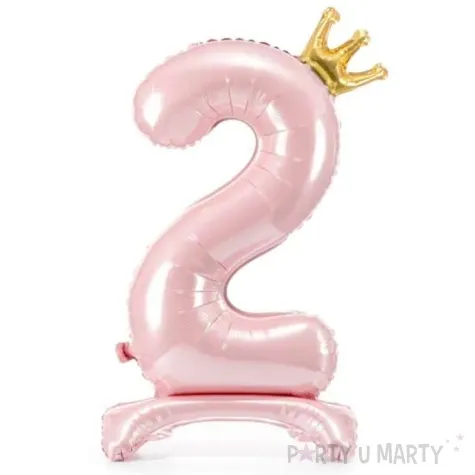 balon foliowy cyfra 2 stojaca rozowy partydeco 33 dgt