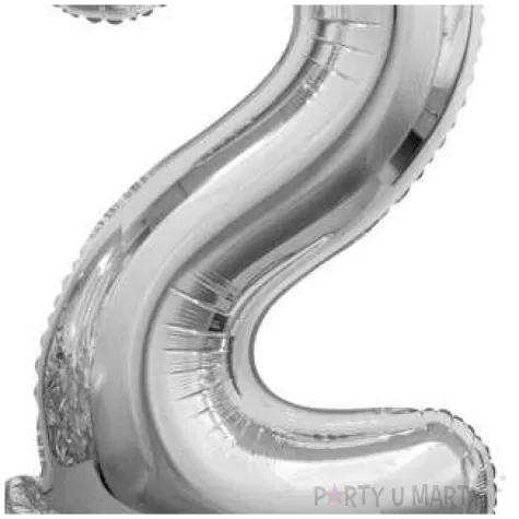 balon foliowy cyfra 2 stojaca srebrny godan 29 dgt