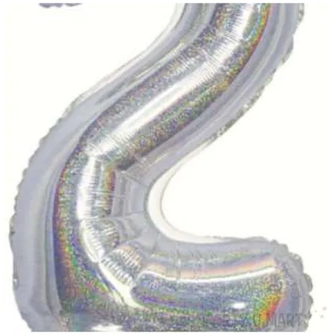 balon foliowy cyfra 2 stojaca srebrny holograficzny godan 28 dgt