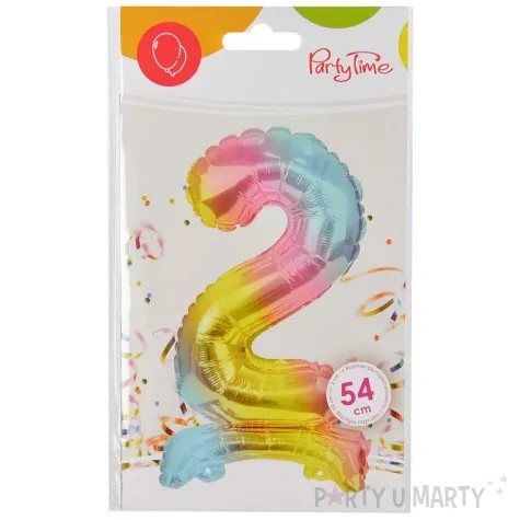 balon foliowy cyfra 2 stojaca teczowa arpex 16 dgt