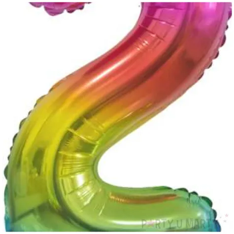balon foliowy cyfra 2 stojaca teczowy godan 15 dgt