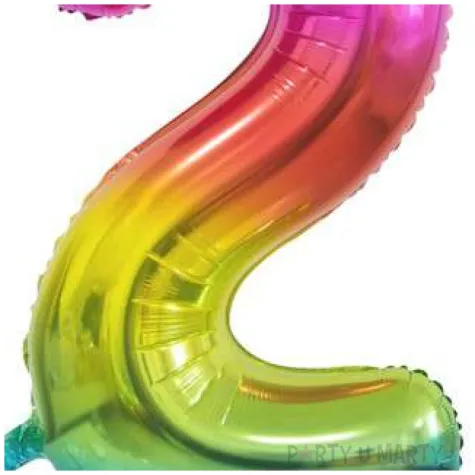 balon foliowy cyfra 2 stojaca teczowy godan 29 dgt