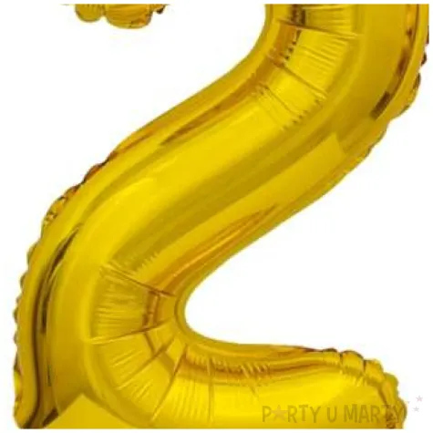 balon foliowy cyfra 2 stojaca zloty godan 15 dgt
