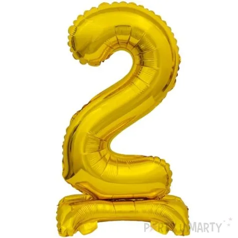 balon foliowy cyfra 2 stojaca zloty godan 15 dgt
