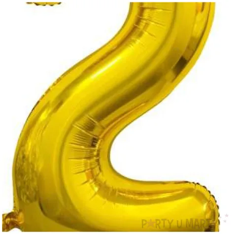 balon foliowy cyfra 2 stojaca zloty godan 29 dgt
