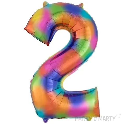 balon foliowy cyfra 2 teczowy amscan 34 dgt