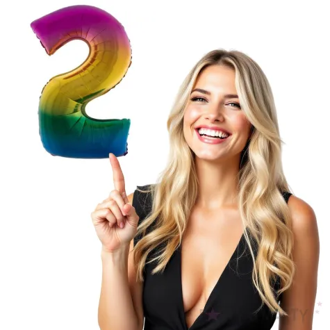 balon foliowy cyfra 2 teczowy funny fashion 40 dgt