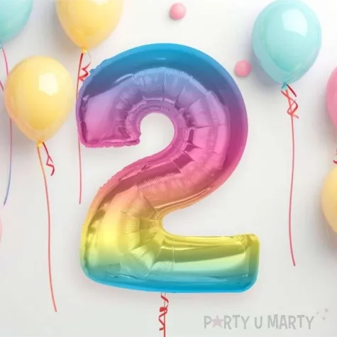 balon foliowy cyfra 2 teczowy godan 36 dgt