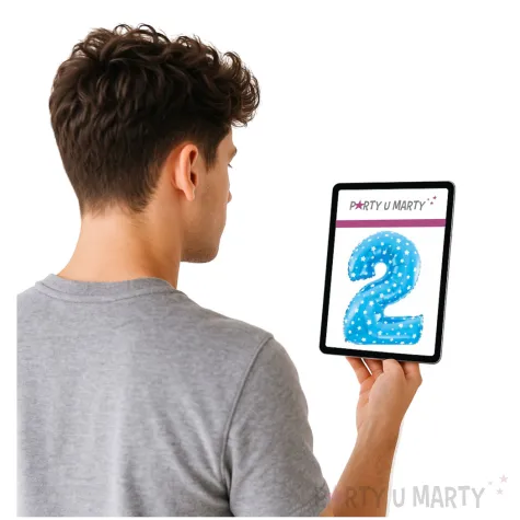 balon foliowy cyfra 2 w gwiazdki niebieski jix 18 dgt