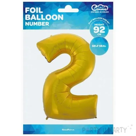 balon foliowy cyfra 2 zloty mat godan 45 dgt