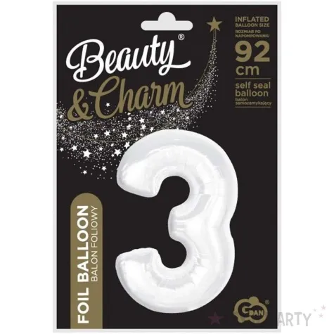 balon foliowy cyfra 3 bialy godan 36 dgt