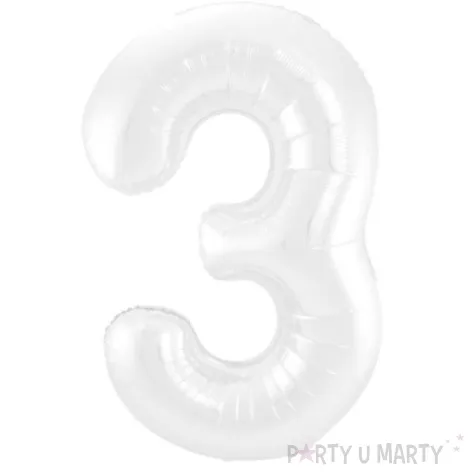 balon foliowy cyfra 3 bialy jix 40 dgt