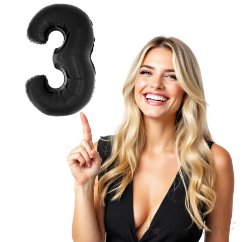 balon foliowy cyfra 3 czarny funny fashion 40 dgt