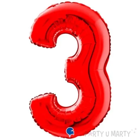 balon foliowy cyfra 3 czerwony grabo 26 dgt