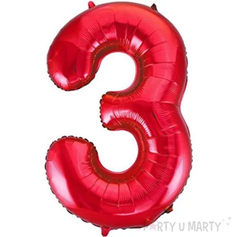 balon foliowy cyfra 3 czerwony unique 34 dgt