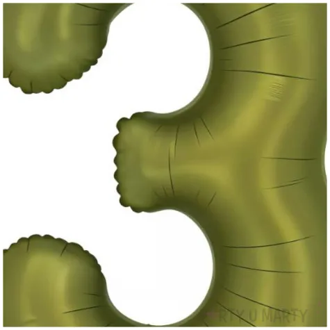 balon foliowy cyfra 3 dekoracja na urodziny oliwkowy zielony 34 dgt