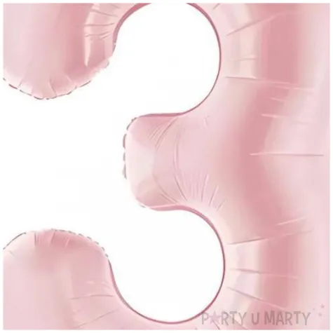 balon foliowy cyfra 3 dekoracja na urodziny rozowy matowy 34 dgt