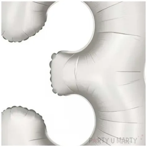 balon foliowy cyfra 3 dekoracja na urodziny srebrny matowy 34 dgt