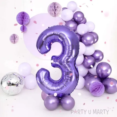 balon foliowy cyfra 3 fioletowy partypal 39 dgt