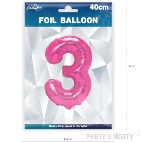 balon foliowy cyfra 3 fuksja partypal 16 dgt