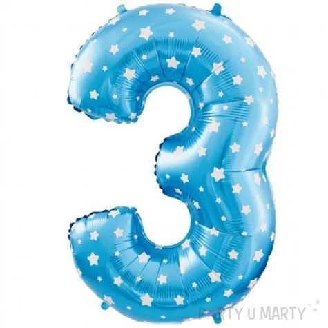 balon foliowy cyfra 3 gwiazdki niebieski godan 26 dgt