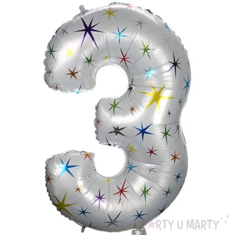 balon foliowy cyfra 3 gwiazdki oem 40 dgt