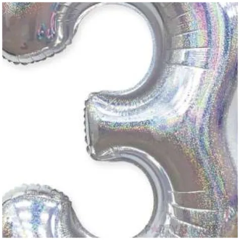 balon foliowy cyfra 3 holograficzna srebrny partypal 40 dgt