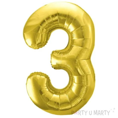 balon foliowy cyfra 3 jasnozloty partydeco 34 dgt