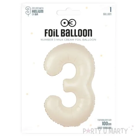 balon foliowy cyfra 3 kremowy 39 dgt