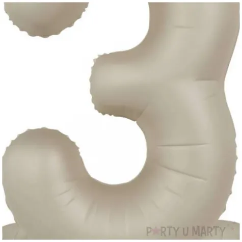 balon foliowy cyfra 3 mat stojaca kremowe latte folat 28 dgt