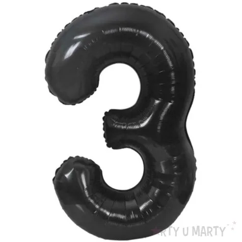 balon foliowy cyfra 3 matowa czarny godan 33 dgt