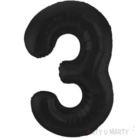 balon foliowy cyfra 3 metaliczny mat czarny folat 34 dgt