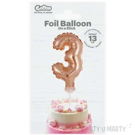 balon foliowy cyfra 3 micro rozowe zloto godan 5 dgt