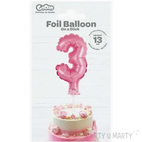 balon foliowy cyfra 3 micro rozowy godan 5 dgt