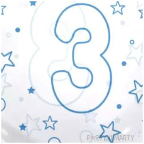 balon foliowy cyfra 3 niebieska transparentny tuban 18 orb