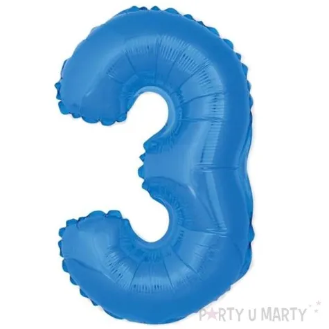 balon foliowy cyfra 3 niebieski godan 14 dgt