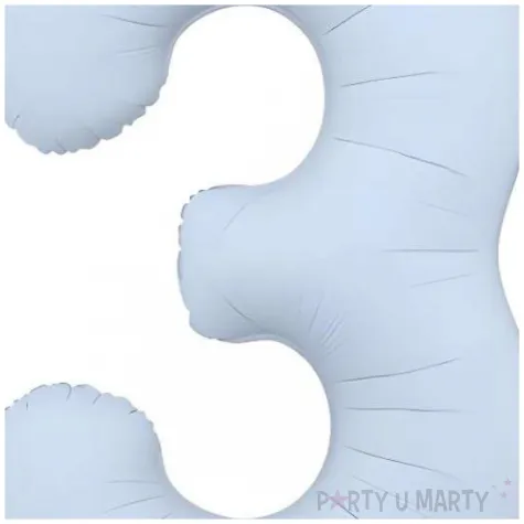 balon foliowy cyfra 3 niebieski matowy dekoracja na urodziny 34 dgt