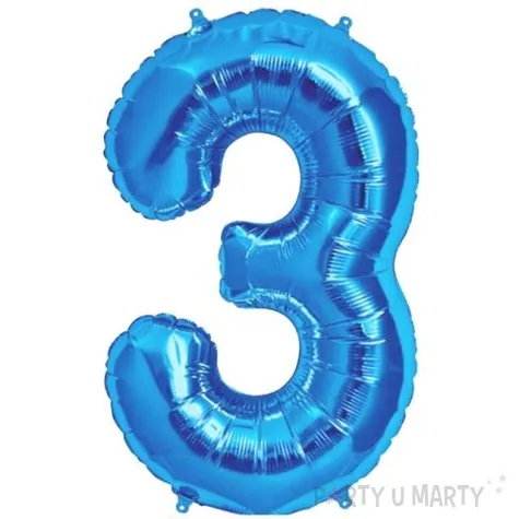 balon foliowy cyfra 3 niebieski oem 38 dgt
